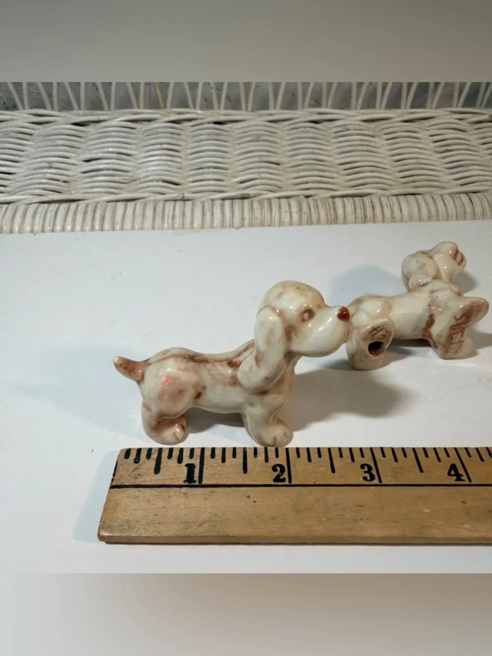 Vintage Mini Dog Figurines Set Ceramic Puppy Salt Pepper Small Collectibles